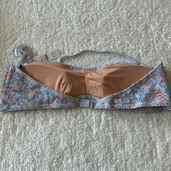 J Crew Scrunch Smocked Paisley Sweetheart Bikini Top Blue Afternoon Size 3X NEW - Picture 5 of 6